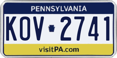 PA license plate KOV2741