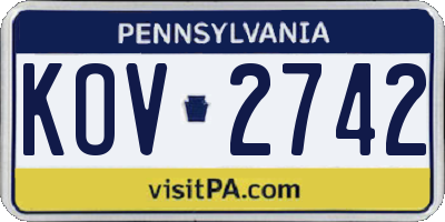 PA license plate KOV2742