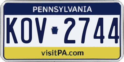 PA license plate KOV2744