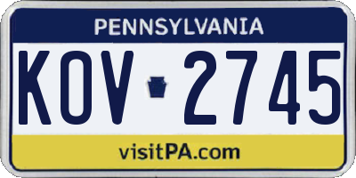 PA license plate KOV2745