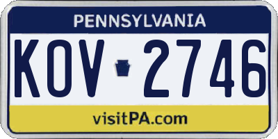 PA license plate KOV2746