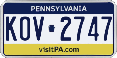 PA license plate KOV2747