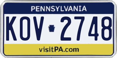PA license plate KOV2748
