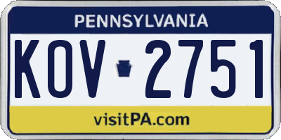 PA license plate KOV2751