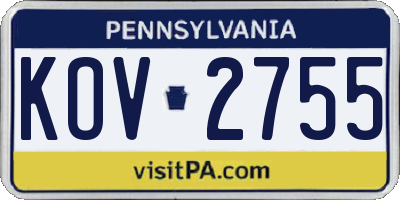 PA license plate KOV2755