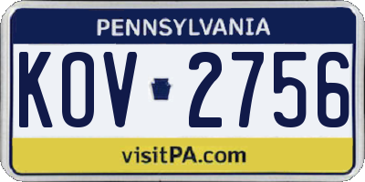 PA license plate KOV2756