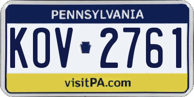 PA license plate KOV2761