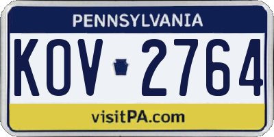 PA license plate KOV2764