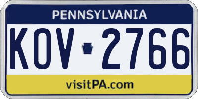 PA license plate KOV2766