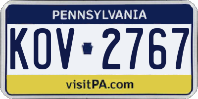 PA license plate KOV2767
