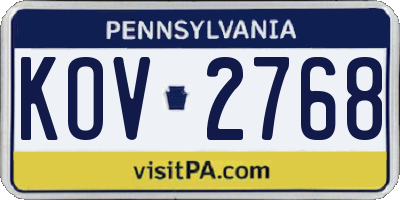 PA license plate KOV2768