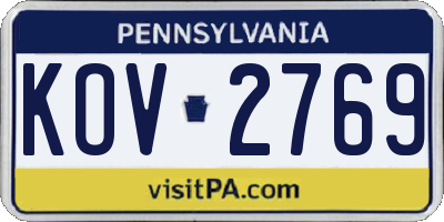 PA license plate KOV2769