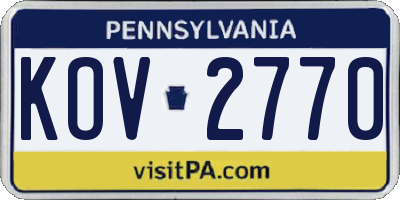 PA license plate KOV2770