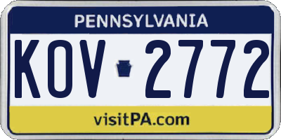 PA license plate KOV2772