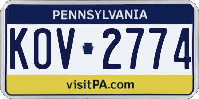 PA license plate KOV2774