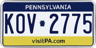 PA license plate KOV2775