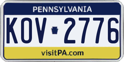 PA license plate KOV2776