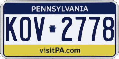 PA license plate KOV2778