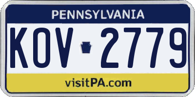 PA license plate KOV2779