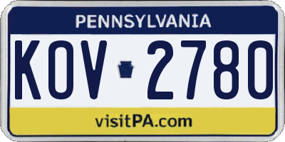 PA license plate KOV2780