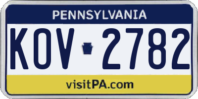 PA license plate KOV2782