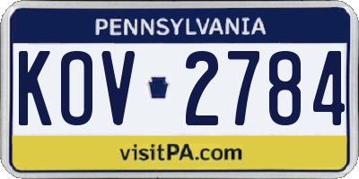 PA license plate KOV2784