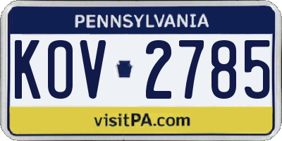 PA license plate KOV2785
