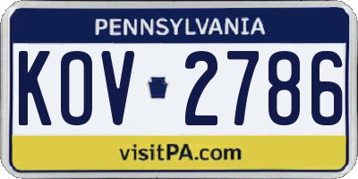 PA license plate KOV2786