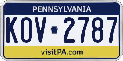 PA license plate KOV2787