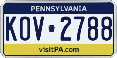 PA license plate KOV2788