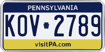 PA license plate KOV2789