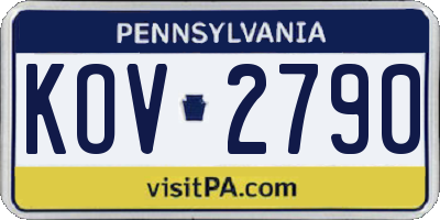 PA license plate KOV2790