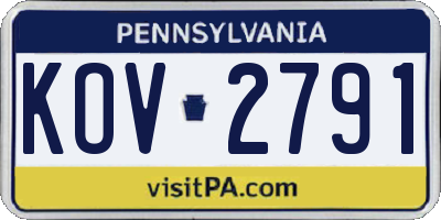 PA license plate KOV2791