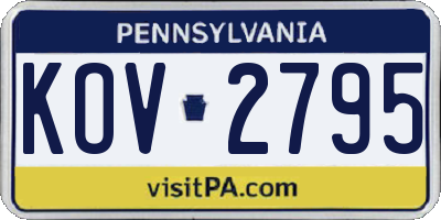 PA license plate KOV2795