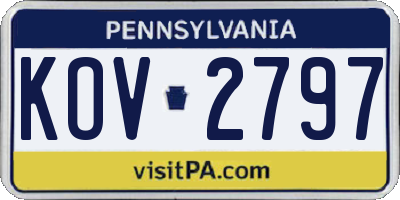 PA license plate KOV2797