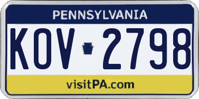 PA license plate KOV2798
