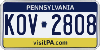 PA license plate KOV2808