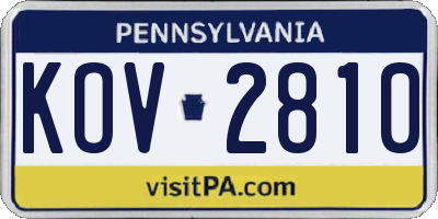PA license plate KOV2810