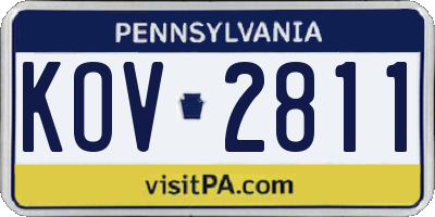 PA license plate KOV2811