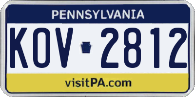 PA license plate KOV2812