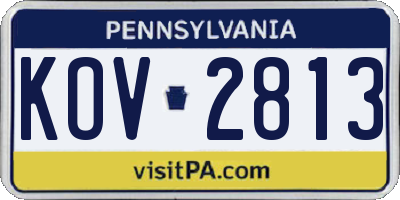 PA license plate KOV2813