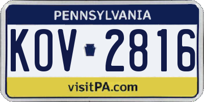 PA license plate KOV2816
