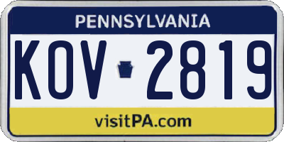 PA license plate KOV2819