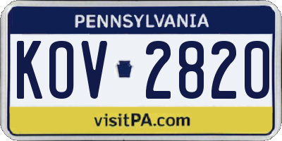 PA license plate KOV2820