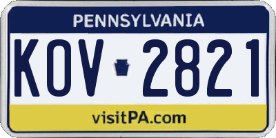 PA license plate KOV2821