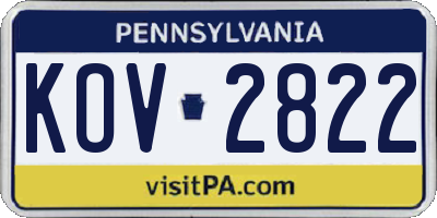 PA license plate KOV2822