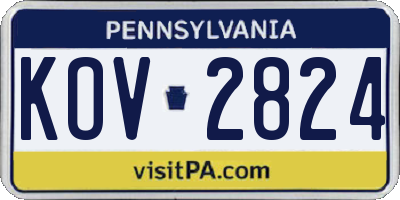 PA license plate KOV2824