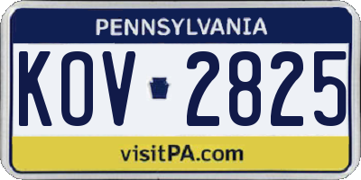 PA license plate KOV2825