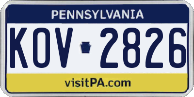 PA license plate KOV2826