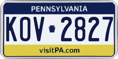 PA license plate KOV2827